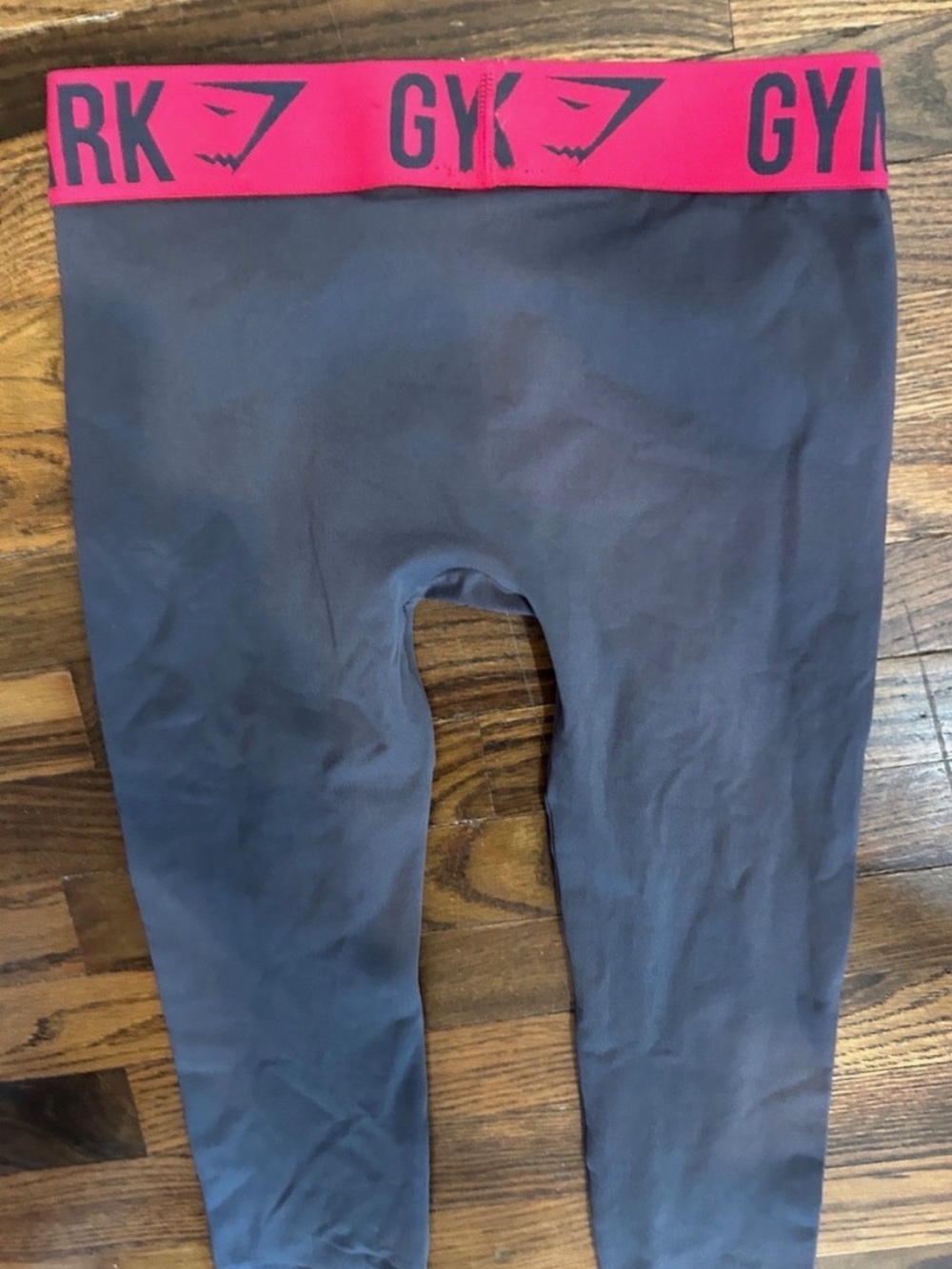 Gymshark Charcoal Leggings with Pink Branded Waistband - Picture 3 of 3